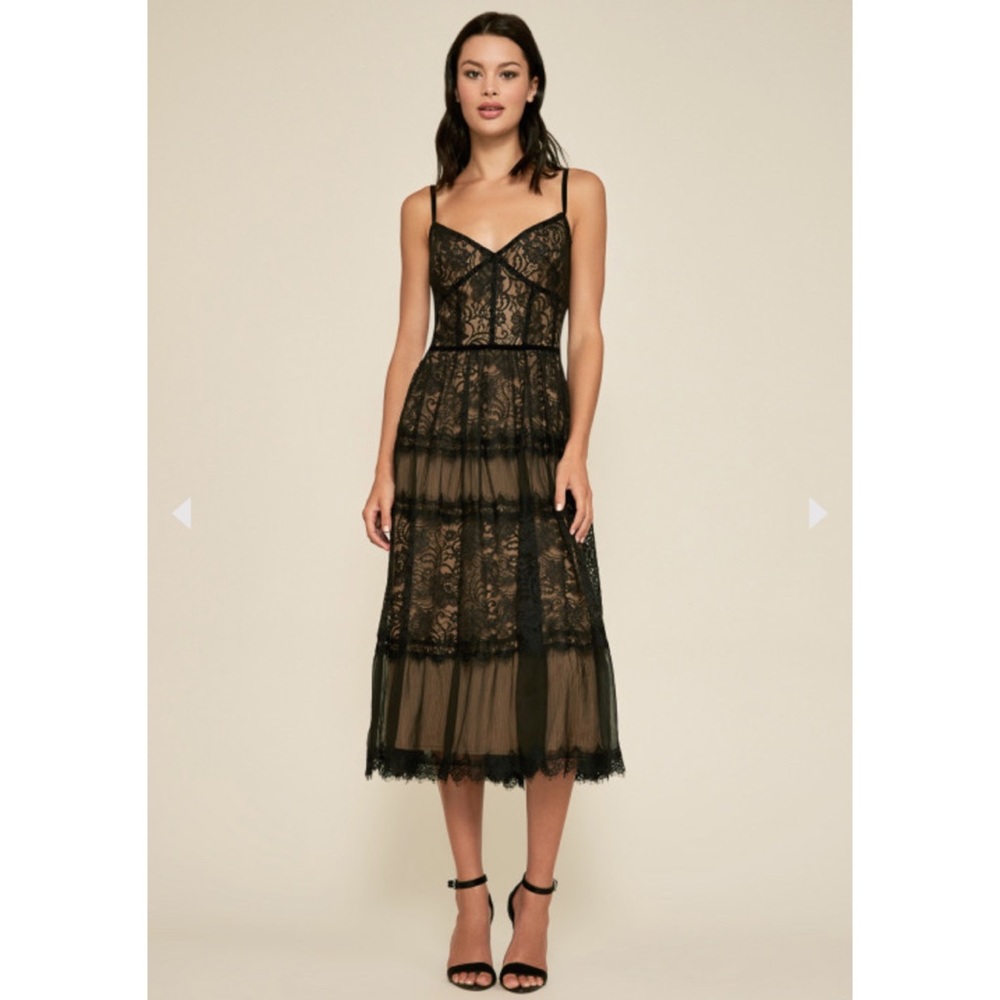 Tadashi Shoji TATIANA STRAP TEA-LENGTH LACE DRESS